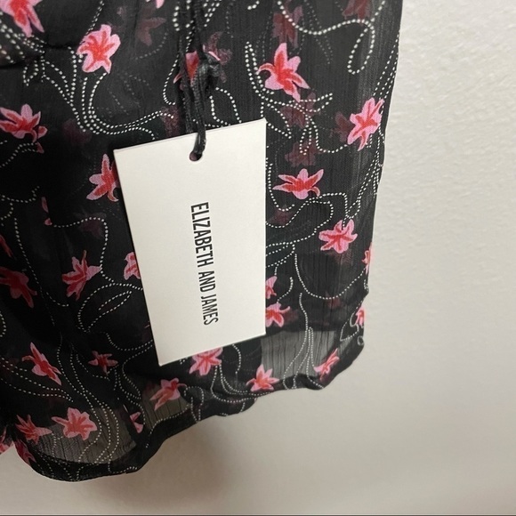 New With Tag Elizabeth And James Beautiful Black Sheer Floral Blouse - Picture 7 of 9